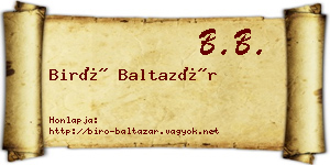 Biró Baltazár névjegykártya
