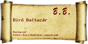 Biró Baltazár névjegykártya